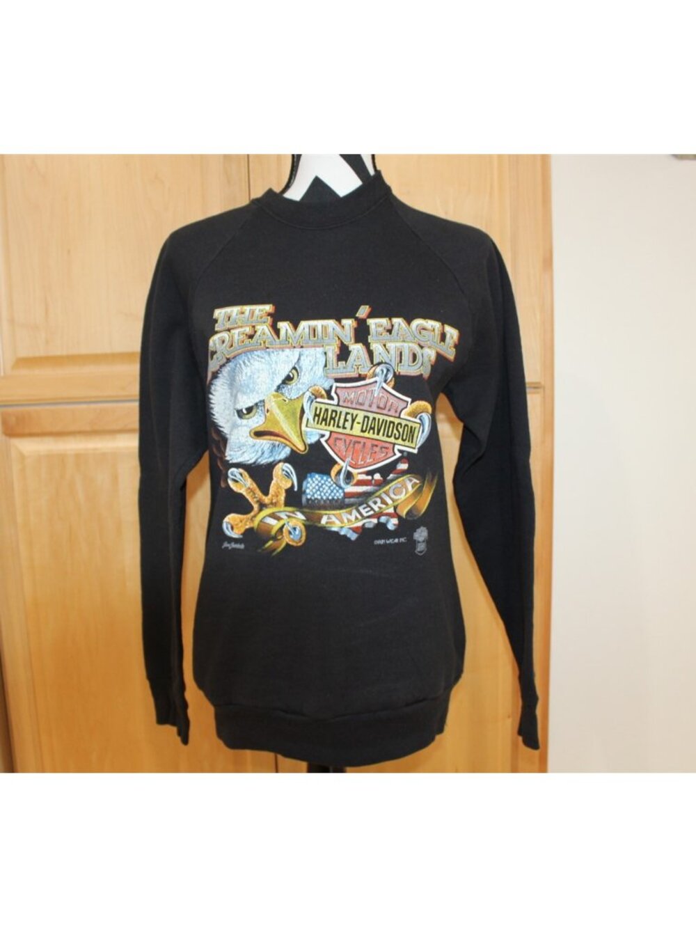 Vintage Graphic Sweatshirt Harley Davidson Motor Cycles Black Size Large